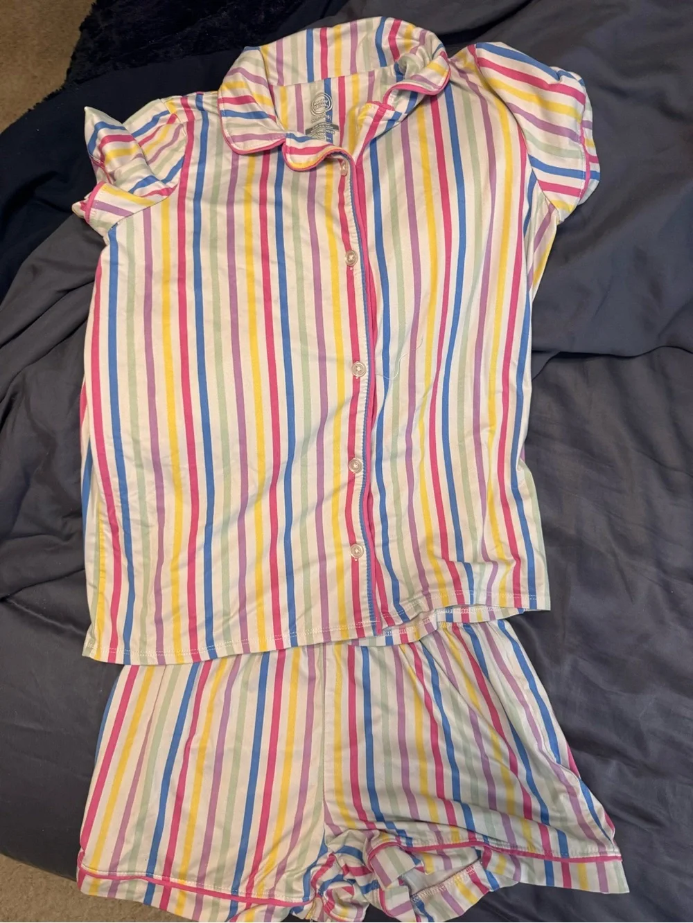 Girls' Multicolor Stripe Short Pajama Set